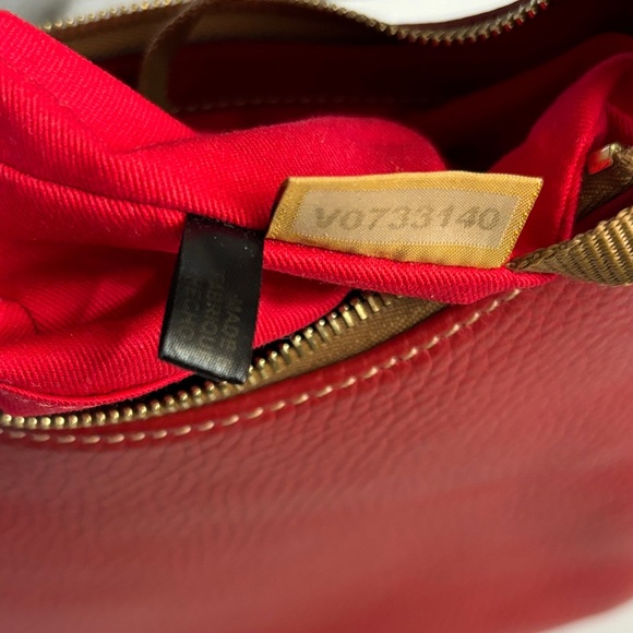 Dooney & Bourke Red Pebble Grain  Leather Hobo with Brown Leather Strap NWOT - Picture 3 of 13